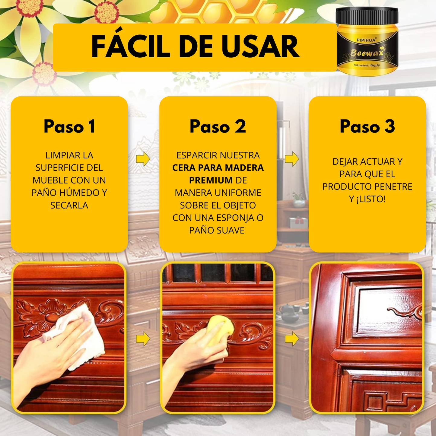 REPARADOR DE MADERA PREMIUM BEEWAX