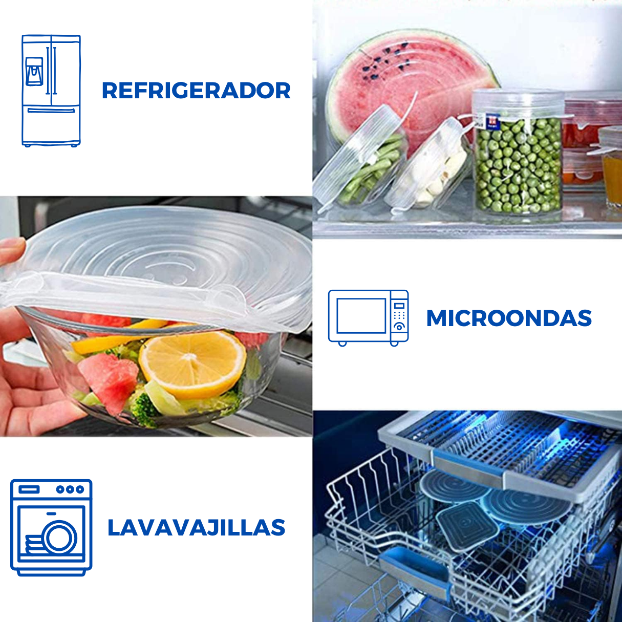 Set de 18 Eco-Tapas de Silicona Reutilizables