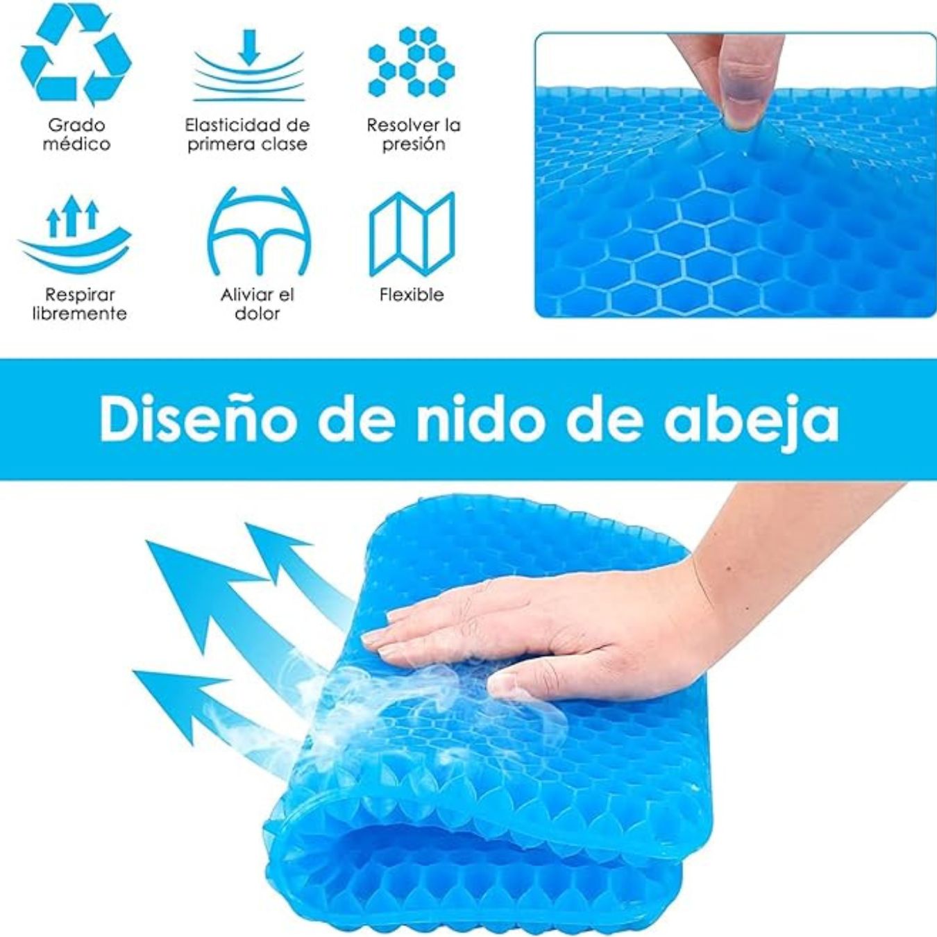 ComfortFlex: Cojín Ergonomico de Gel - Alivia tu Espalda y Mejora tu Postura