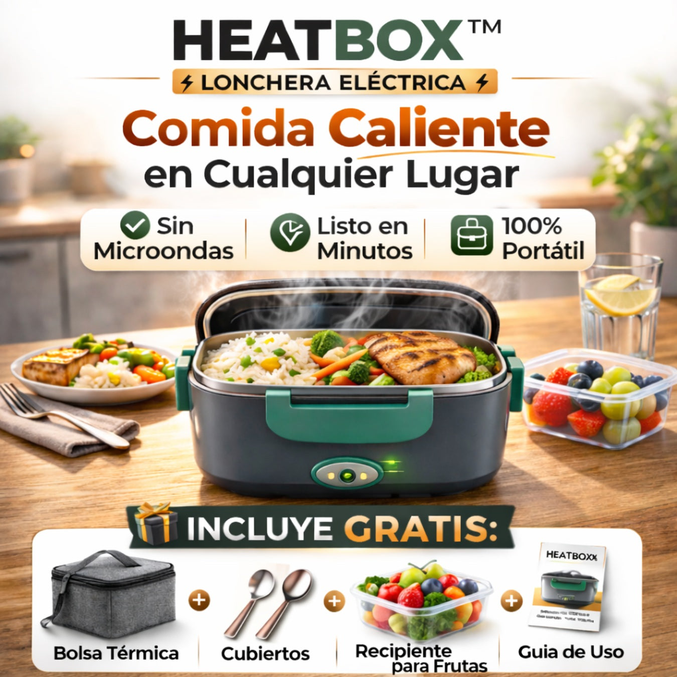 HeatBox™ Lonchera Eléctrica - Tu Comida Siempre Caliente
