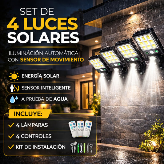 LUMINIX: SET DE 4 LUCES SOLARES - AHORRA ENERGÍA