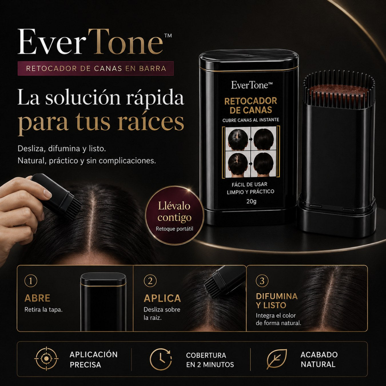 EverTone™: Barra para cubrir canas al instante