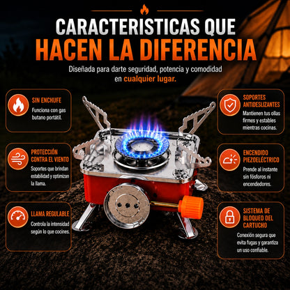 QuickFlame™ | Mini Estufa Portátil de Gas