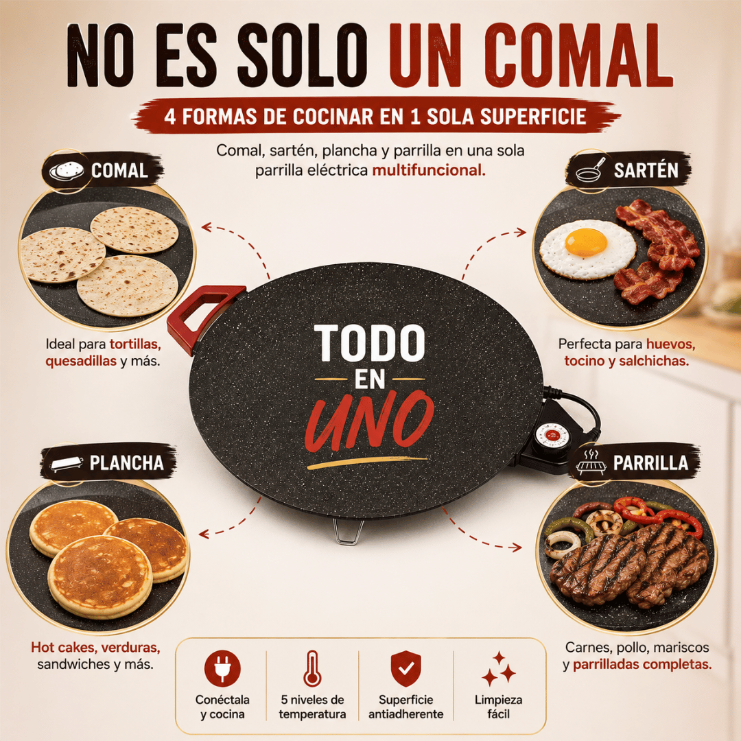 MesaAsada™ | Parrilla Eléctrica Todo en Uno + Libro de Recetas