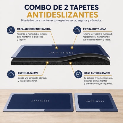 COMBO 2X1: Tapetes Antideslizantes de Secado Instantáneo