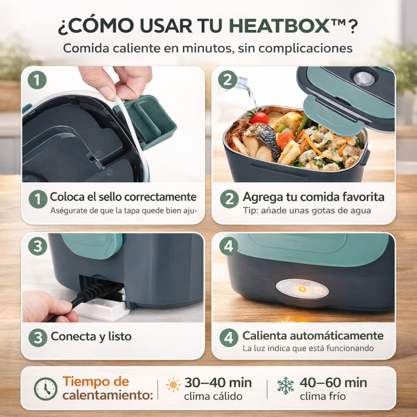 HeatBox™ Lonchera Eléctrica - Tu Comida Siempre Caliente