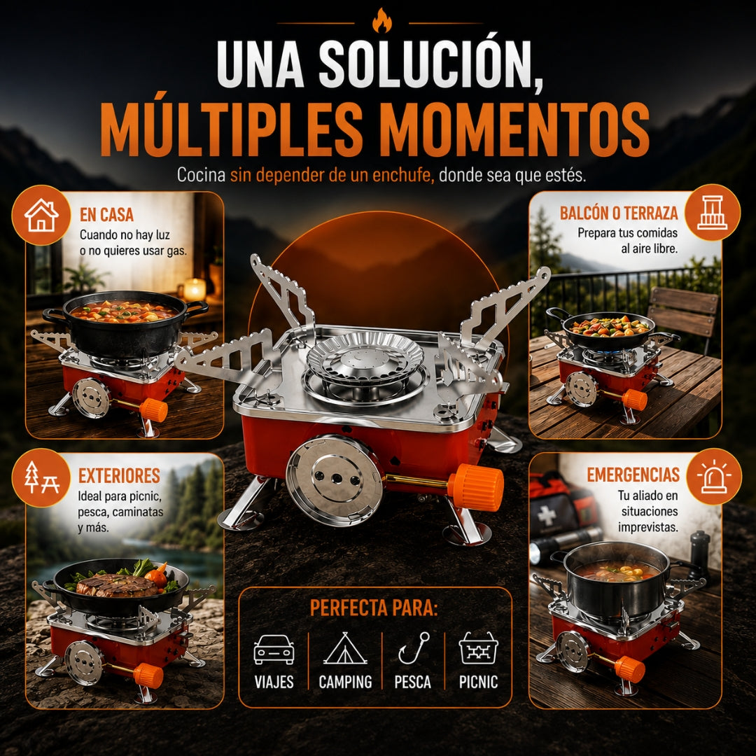 QuickFlame™ | Mini Estufa Portátil de Gas