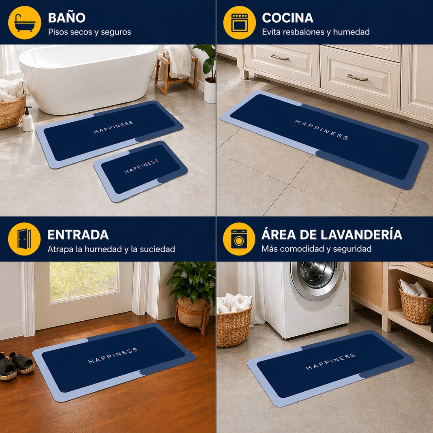 COMBO 2X1: Tapetes Antideslizantes de Secado Instantáneo