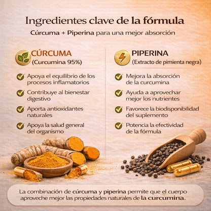 Cúrcuma + Piperina - Apoyo Natural Contra La Inflamación