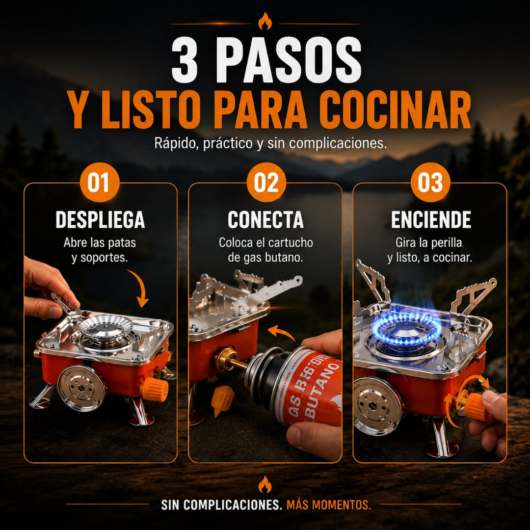 QuickFlame™ | Mini Estufa Portátil de Gas