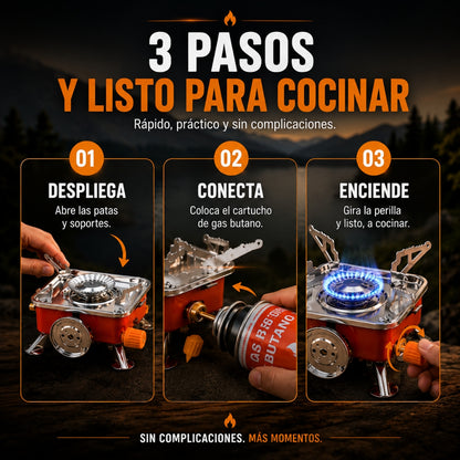 QuickFlame™ | Mini Estufa Portátil de Gas