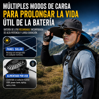 BrisaGo™ Sombrero con Ventilador Impermeable