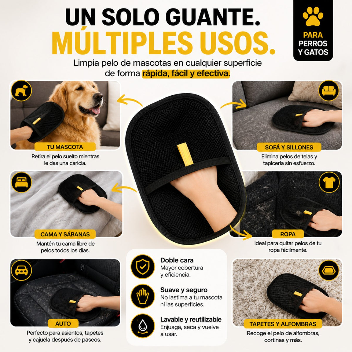 PeloFuera™ | Quita Pelo de Mascotas de Sofá, Ropa y Auto