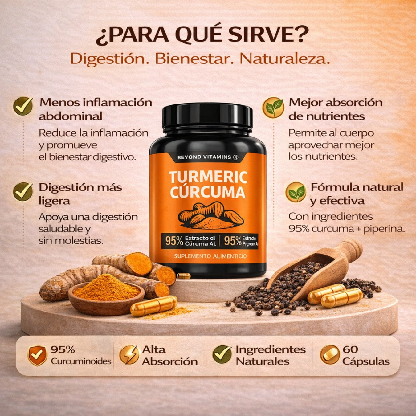 Cúrcuma + Piperina - Apoyo Natural Contra La Inflamación