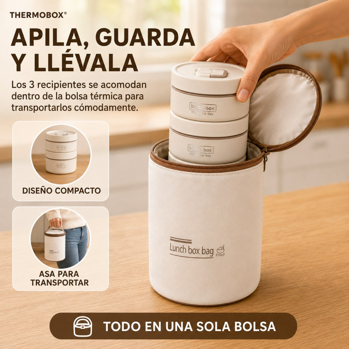 THERMOBOX®: SET DE 3 RECICIPIENTES TERMICOS Y LONCHERA