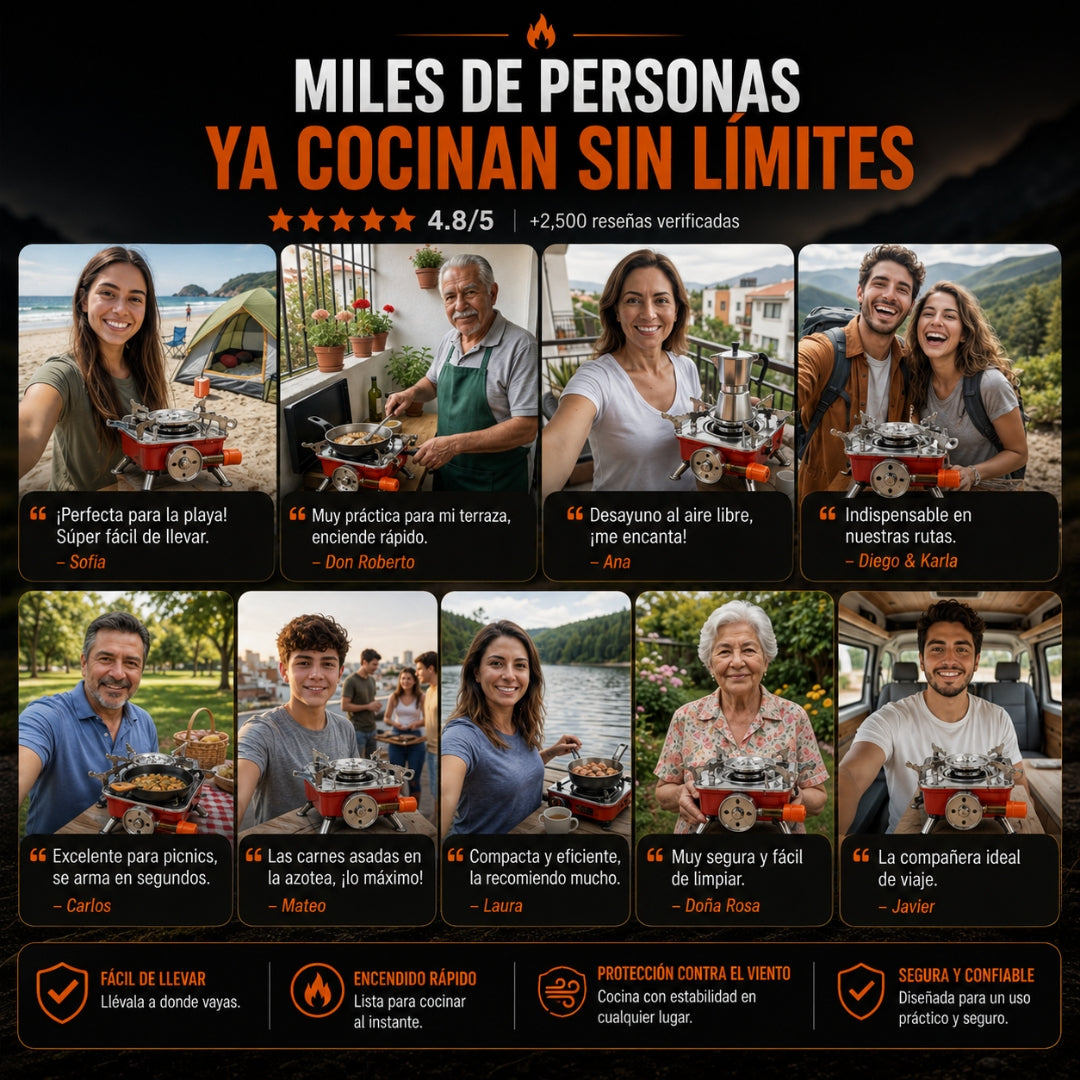 QuickFlame™ | Mini Estufa Portátil de Gas