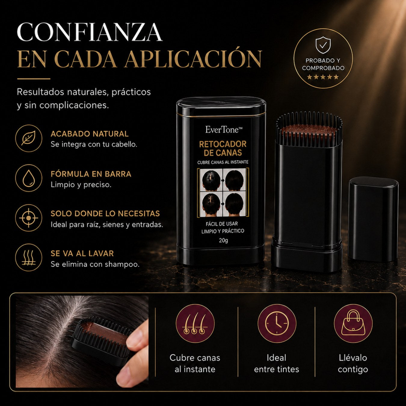 EverTone™: Barra para cubrir canas al instante