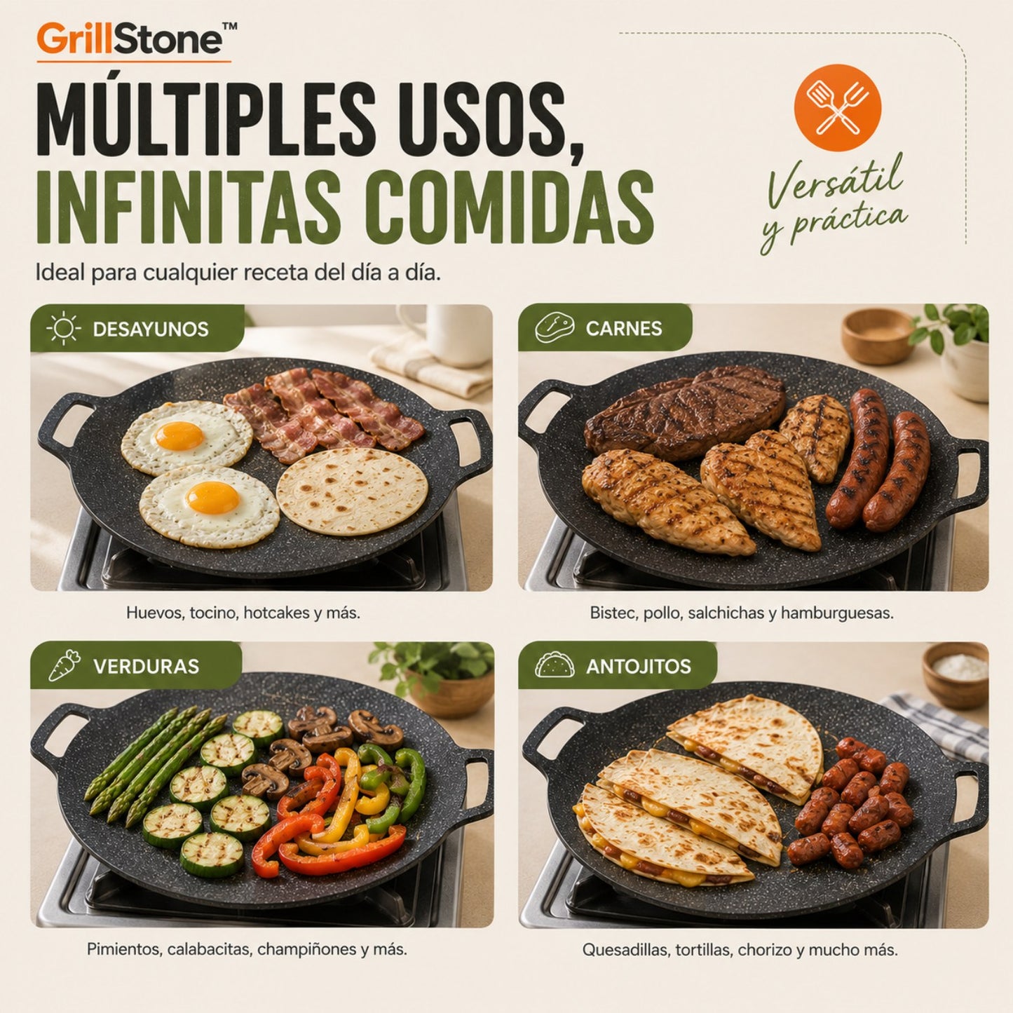 GrillStone™ | Comal Antiadherente de 38 Cm