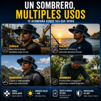 BrisaGo™ Sombrero con Ventilador Impermeable