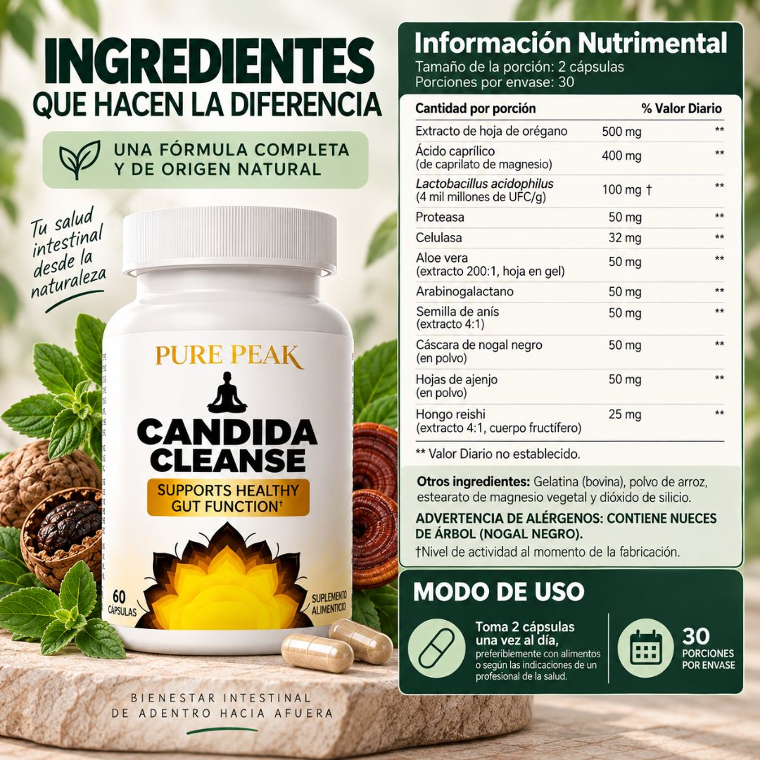 CandidaCleanse | Limpieza Intestinal Natural · 60 Cápsulas