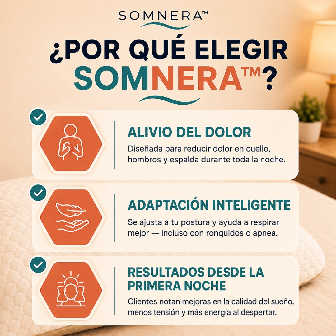 Somnera™ | Almohada Cervical para Descansar Mejor