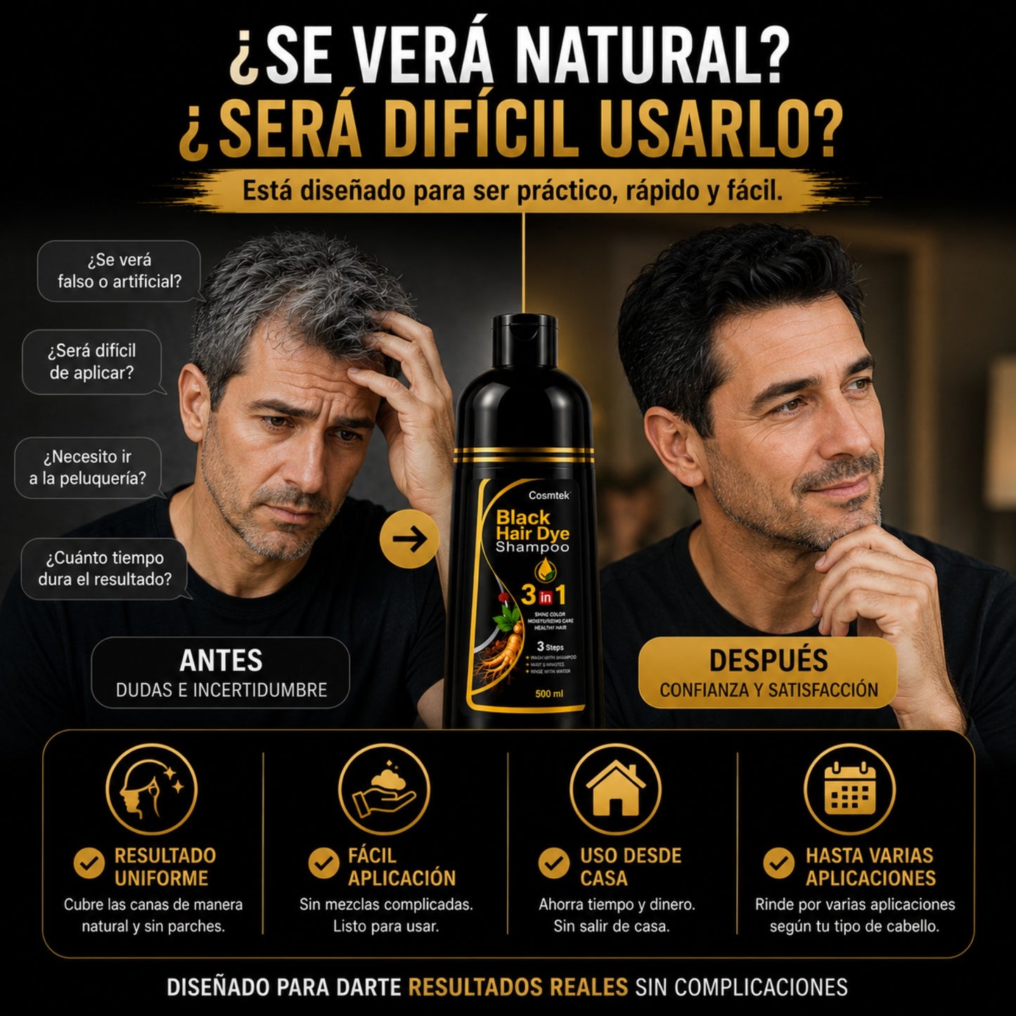 ColorZen™ Shampoo Cubre Canas | Color Negro