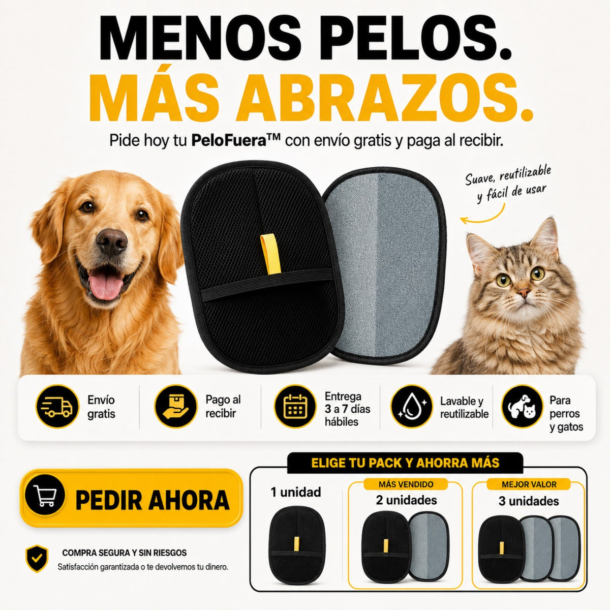 PeloFuera™ | Quita Pelo de Mascotas de Sofá, Ropa y Auto