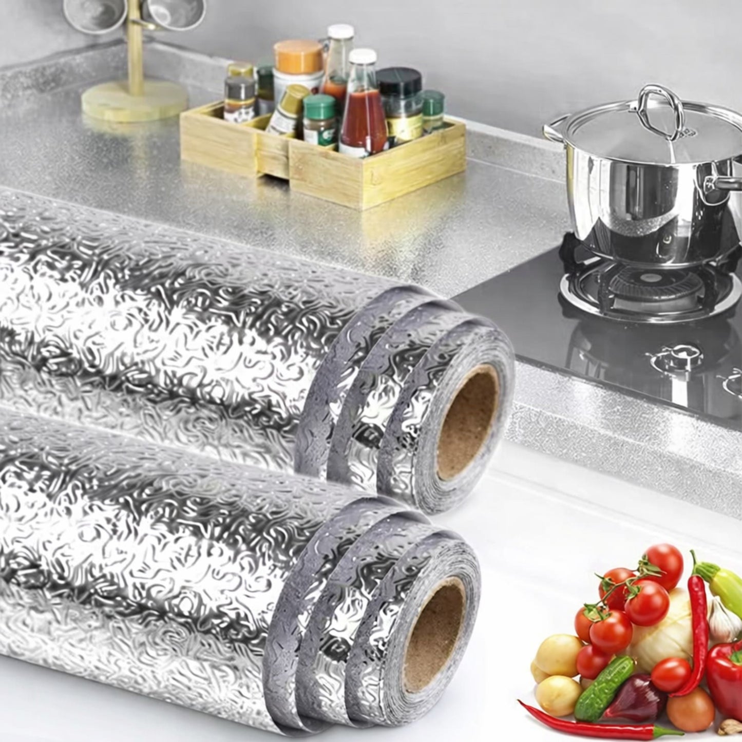 COCINANOVA: PAPEL TAPIZ ADHESIVO ANTISALPICADURAS | Rollo de 5 Metros X 60 cm