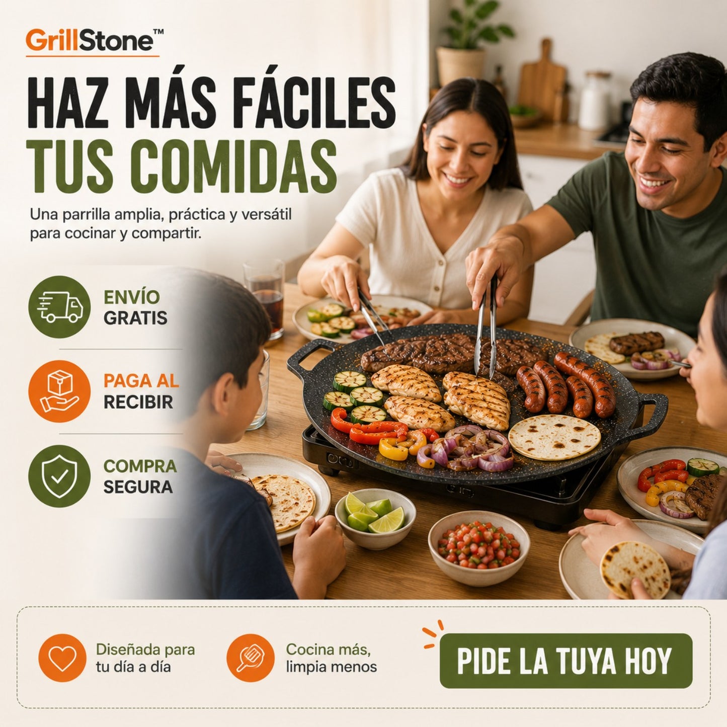 GrillStone™ | Comal Antiadherente de 38 Cm