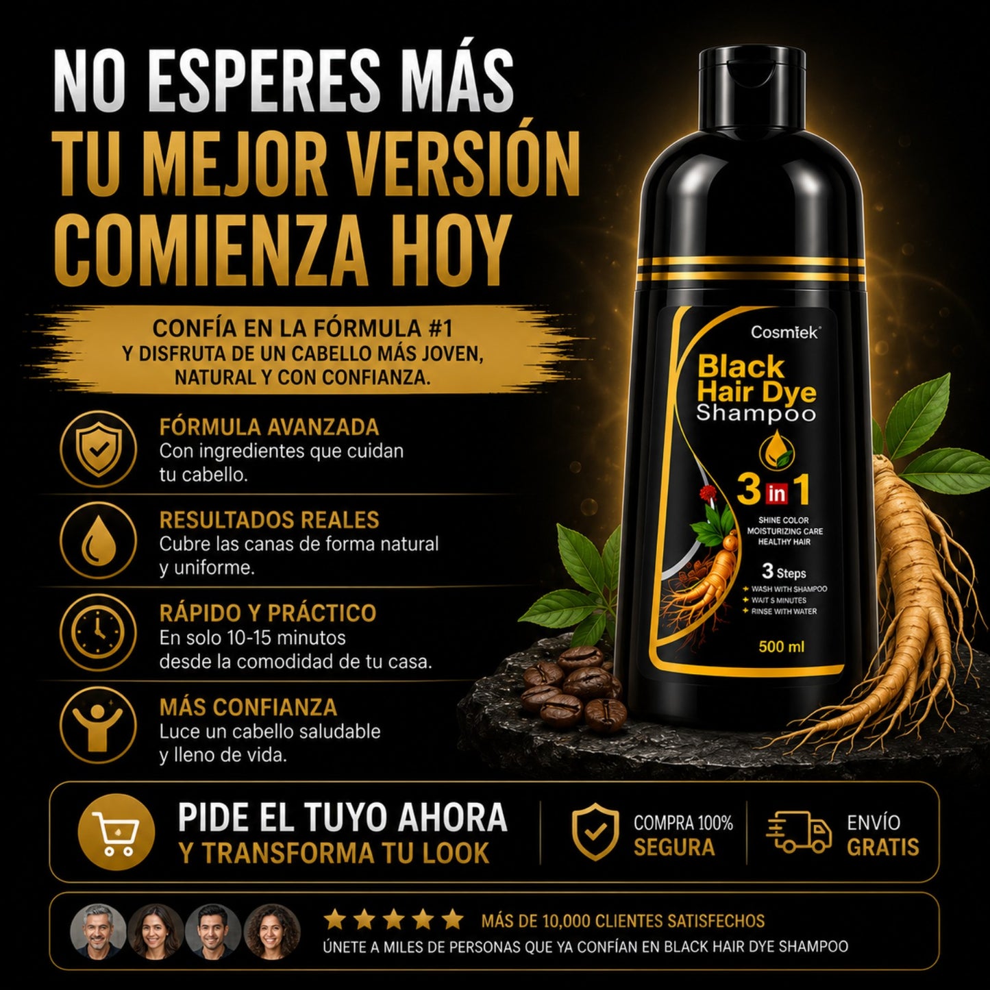 ColorZen™ Shampoo Cubre Canas | Color Negro