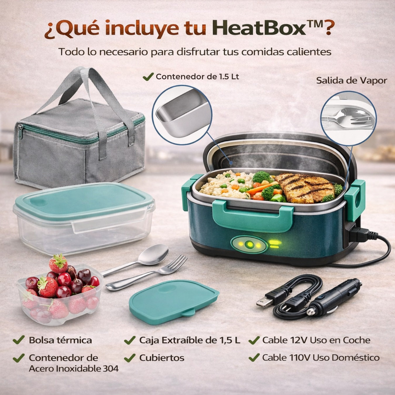 HeatBox™ Lonchera Eléctrica - Tu Comida Siempre Caliente