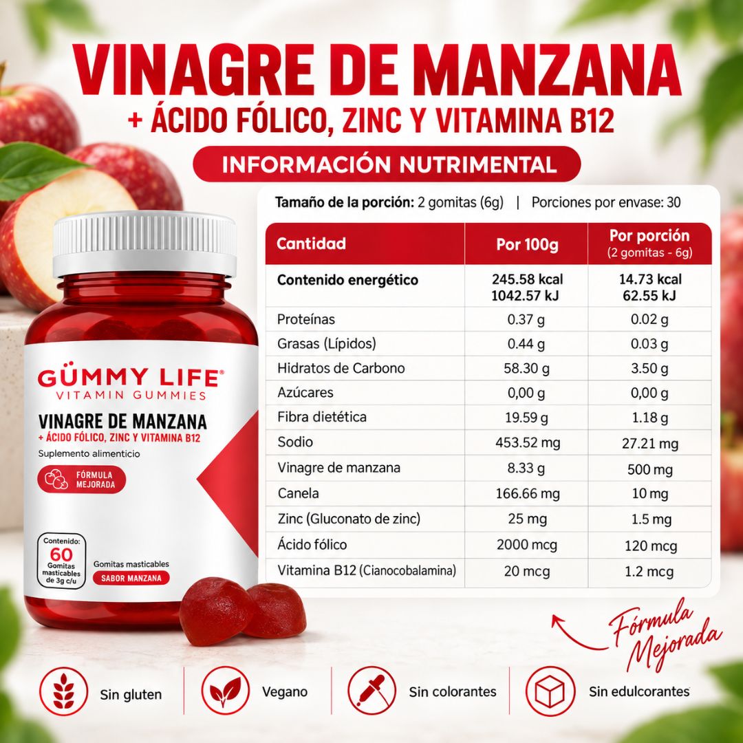 Gomitas Vinagre de Manzana | Apoya tu Digestión y Reduche Hinchazon