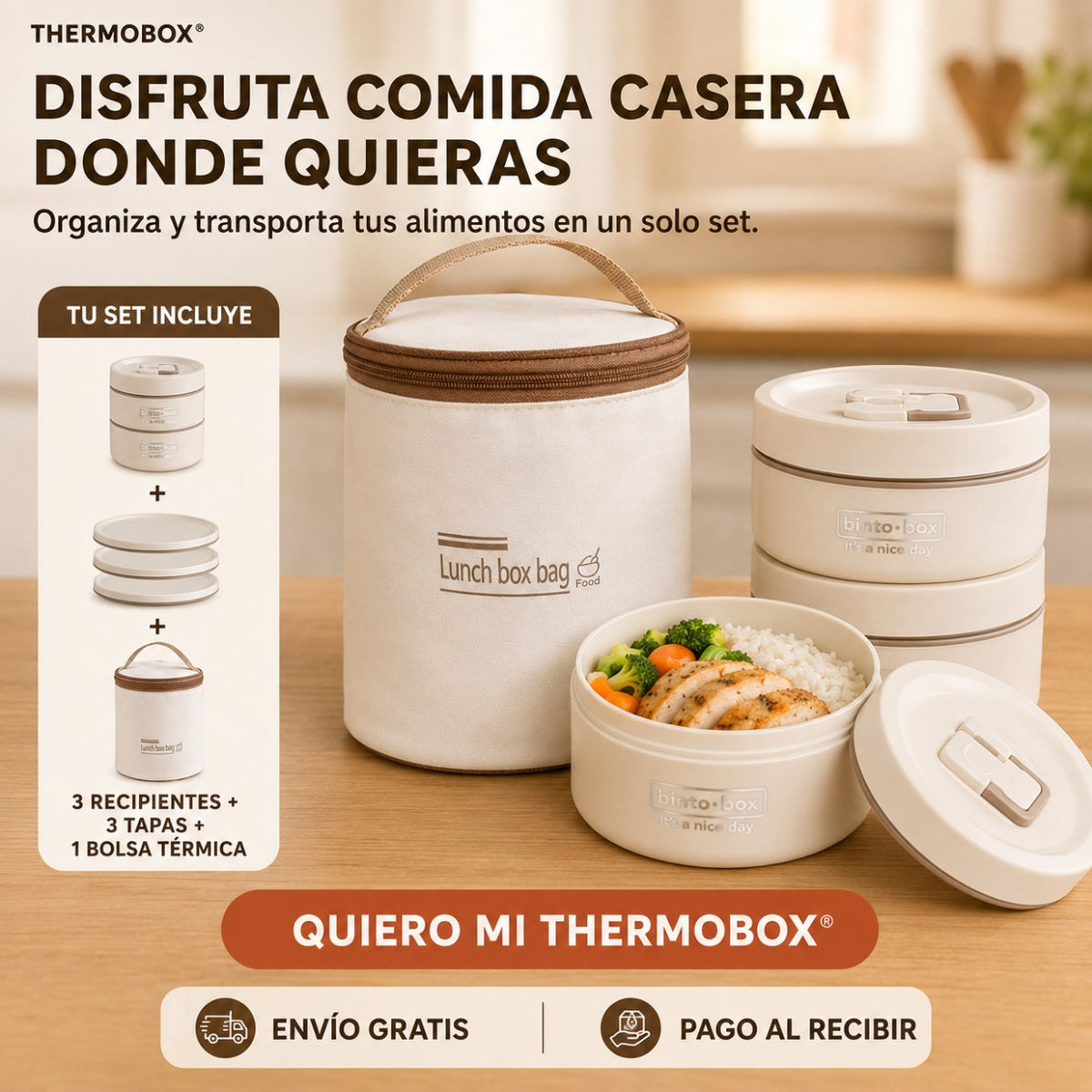 THERMOBOX®: SET DE 3 RECICIPIENTES TERMICOS Y LONCHERA