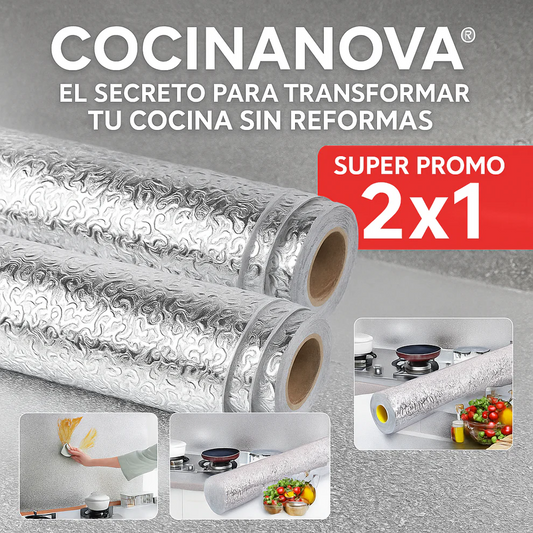 COCINANOVA: PAPEL TAPIZ ADHESIVO ANTISALPICADURAS | Rollo de 5 Metros X 60 cm