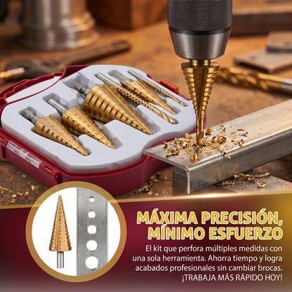 DrillMax™ Kit de 6 Brocas Escalonadas - Perforaciones Limpias y Precisas