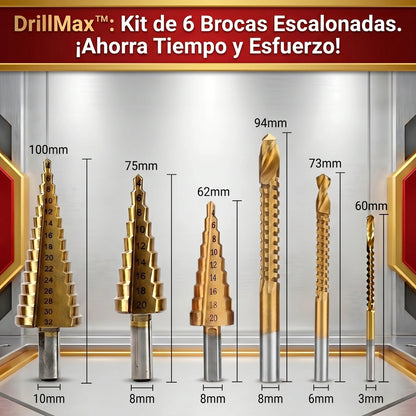 DrillMax™ Kit de 6 Brocas Escalonadas - Perforaciones Limpias y Precisas
