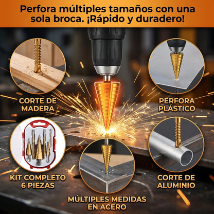DrillMax™ Kit de 6 Brocas Escalonadas - Perforaciones Limpias y Precisas