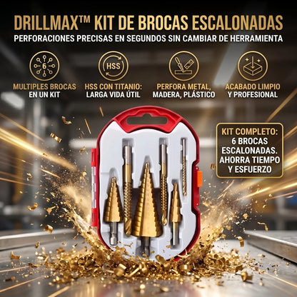 DrillMax™ Kit de 6 Brocas Escalonadas - Perforaciones Limpias y Precisas